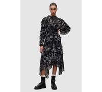 AllSaints Tessa Aurelia Dress Black Talla: 8 | Vestidos Midi Outlet | Mujer | Negro