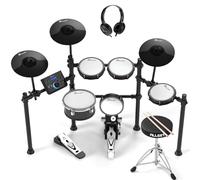 ALLSET 700 - Juego de batería eléctrica profesional con almohadillas para orejas de malla Mude, 10 pulgadas de doble zona Snare, 30 kits y más de 600 sonidos BFD, 2 pedales, trono y auriculares