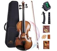 ALLSET Kit de violín acústico de tamaño completo de 1/2 para principiantes, violín hecho a mano con estuche duro, arco, colofonia, reposamanos, afinador y cuerdas adicionales, violín para niños y