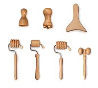 Allshow Kit de terapia facial de madera, 7 piezas de kit facial de Maderoterapia, juego de terapia de madera, juego de escultura facial de madera, arrugas envejecidas, masajeador de piel facial de