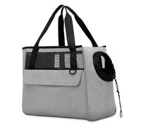ALLSOPETS Bolsa para Perros Bolso Transpirable para Gatos Bolsa de Hombro para Mascotas Bolsa para Perros con Correa de Seguridad y Bolsillos Mochila para Perros pequeños Cachorros y Gatos Gris