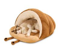 ALLSOPETS Cama Cueva para Gatos Linda Tienda Acogedora para Gatos y Perros Pequeños Cama Igloo para Perros Cálida con Cojín Desmontable y Lavable Nido Suave para Mascota (Marrón, M)