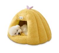 ALLSOPETS Cueva para Gatos Cama Tienda para Mascotas para Gatos y Perros Pequeños Cama Igloo para Perros con Cojín Desmontable y Lavable Nido Suave para Gatos y Cachorros (Amarillo Crema, L)