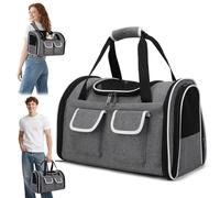 ALLSOPETS Mochila 2 en 1 para Gatos y Perros Pequeños, Gris Piedra, L | Transportín Plegable que se Usa como Mochila y Bolsa, Transpirable con Cojín Extraíble y Bolsillos para Viajes