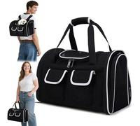 ALLSOPETS Mochila 2 en 1 para Gatos y Perros Pequeños, Negro Tinta, L | Transportín Plegable que se Usa como Mochila y Bolsa, Transpirable con Cojín Extraíble y Bolsillos para Viajes