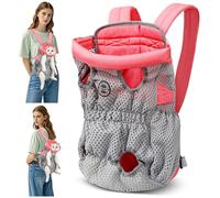 ALLSOPETS Mochila para Perros Pequeños y Medianos - Transportín Perro Ligero, Transpirable y Cómodo con Gancho de Seguridad, Manos Libres para Viaje Senderismo Exterior (Rosa Cereza, L)