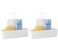 Allstar Cesta colgante para la ducha Minas blanco - Repisa de ducha, cesta mural, Polipropileno, 25.3 x 22.5 x 8 cm, Blanco (Paquete de 2)
