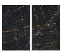 Allstar Cocina de mármol Negro, Juego de 2 Unidades, Cubierta de Placa de cocción y Tabla de Cortar de Cristal, Silicona Vidrio Templado, Multicolor, 30 x 0,8 x 52 cm