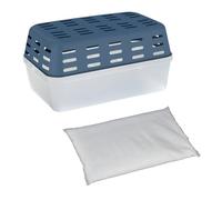 Allstar Deshumidificador Mod Lufeu, 2 x 1 kg de gránulos deshumidificadores, para habitaciones de hasta 80 m³, previene el moho y los olores, sin electricidad, silencioso, recargable, azul