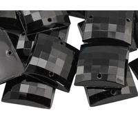 Allstarco 16mm Jet Black CH37 Square Flat Back Sew On Beads for Crafts Plastic Acrylic Rhinestones with Holes For Sewing, Clothing Embelishments, Costume Cosplays 40 Pieces