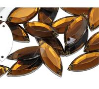 Allstarco 20x9mm Brown Smokey Topaz CH25 Navette Flat Back Sew On Beads for Crafts Plastic Acrylic Rhinestones with Holes For Sewing, Clothing Embelishments, Costume Cosplays 50 Pieces