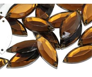 Allstarco 20x9mm Brown Smokey Topaz CH25 Navette Flat Back Sew On Beads for Crafts Plastic Acrylic Rhinestones with Holes For Sewing, Clothing Embelishments, Costume Cosplays 50 Pieces