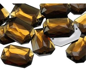 Allstarco 25x18mm Brown Smokey Topaz CH25 Flat Back Octagon Sew On Beads for Crafts Plastic Acrylic Rhinestones with Holes For Sewing, Clothing Embelishments, Costume Cosplays 20 Pieces