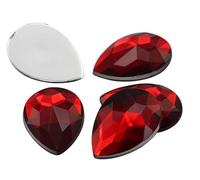 Allstarco 25x18mm Flat Back Teardrop Acrylic Rhinestones Plastic Gems for Jewelry Making Costume Jewels Cosplay Card Making Embelishments Decor Crafts 20 Pieces (Red Ruby H103)