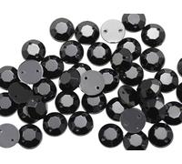 Allstarco 7mm Flat Back Sew On Rhinestones Beads for Crafts Plastic Acrylic Round Gems with Holes For Sewing, Clothing Embelishments, Costume Cosplays Jet Black H101-100 Pieces