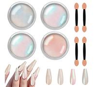 Allstarry Polvo de uñas cromado metálico efecto espejo pigmento cromo iridiscente Aurora uñas brillo perla polvo kit para esmalte de gel decoración de uñas, artesanía de resina, violeta esmeralda