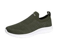 Alltags Ultra-Bequemer BarfußSchuhe Sneaker Without Tying Shoelace For Men Rutschfest Softshell Walkingschuhe Atmungsaktives Netz Leichtgewichts Fitnessschuhe Flexibel Und Biegsam, Armeegrün, 43 EU