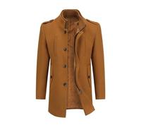 Allthemen Abrigo de invierno de lana para hombre con cuello alto Chaqueta corta de invierno Slim Fit Gabardina forrada informal Marrón L