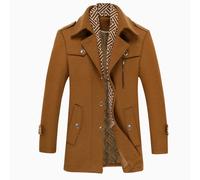 Allthemen Abrigo de invierno para hombre gabardina corta de lana Parka a prueba de viento cuello de solapa