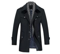Allthemen Abrigo de invierno para hombre gabardina corta de lana Parka a prueba de viento cuello de solapa