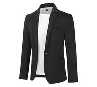Allthemen Blazer Chaqueta de Traje para Hombre diseño Ajustado con botón de veston Blazer para Hombre Elegante Formal para Bodas Negocios y veladas Negro L