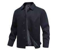 Allthemen Chaqueta Entretiempo Color Sólido Hombre Cazadora Negocio Ligera Botones Bomber Jacket Casual Primavera Verano Azul marino XL