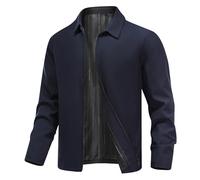 Allthemen Chaqueta Ligera para Hombre Cazadora Casual Solapa con Cremallera Bomber de Transición Primavera Verano Azul marino L