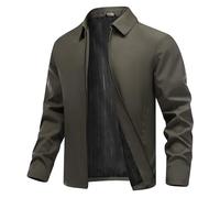 Allthemen Chaqueta Ligera para Hombre Cazadora Casual Solapa con Cremallera Bomber de Transición Primavera Verano Caqui XXL