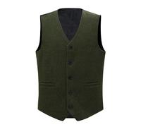 Allthemen Hombre Chaleco Vestir Cuello V Ajustado Chaleco Traje Color Liso Sola Botonadura para Negocios y Bodas