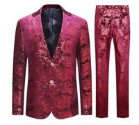 Allthemen Traje de Esmoquin Jacquard para Hombre, Conjunto de 2 Piezas con Solapa con Muesca para Fiesta de Boda