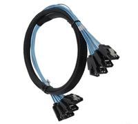 Allthingstore Cable de doble canal para SATA 3 de 6 Gbps, nailon de cobre sin oxígeno para cable trenzado, para disco duro HDD SDD, enlace de servidor de PC intercambiable en caliente (7P-4S)