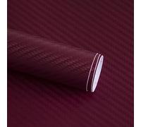 Allthingstore Car Styling 3D Carbon Fiber Vinyl Film Sticker con características lavables y resistentes a los arañazos, ajuste flexible para varias superficies (rojo vino)