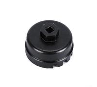 Allthingstore Herramienta de llave de filtro de aceite negro anodizado, 14 flautas, tapa de 64 mm, diseñada para Toyota y modelos