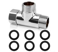 Allthingstore Válvula desviadora de 3 vías de latón de 1/2 pulgada con 6 arandelas para soluciones de agua caseras confiables resistentes al óxido, diseño de unión giratoria de 360 °