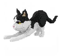 alltogetho Juego de Bloques Micro Mini de Modelo de Gato Vaca: Disfruta de Patrones Blanco y Negro en Capas con la Dinámica Postura de Carrera (Cow Cat)