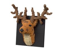 alltogetho Kit de construcción de arte de pared 3D con cabeza de ciervo de alce, más de 1500 piezas de microbloques de escultura de ciervo de estilo nórdico, decoración enmarcada de animales del