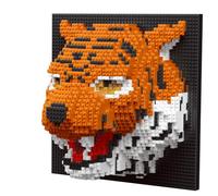 alltogetho Mosaico de bloques de construcción de tigre 3D, 2100 piezas de microjuguete, escultura de tigre rugido, arte para colgar en la pared, kit de modelo mecánico de animales salvajes