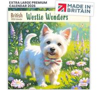 ALLTRADE Calendario 2026 Westie Wonders con vista mensual de pared grande 2026, calendario de vacaciones del Reino Unido, gran regalo para mamá, papá, colega, amigos y familiares, fabricado en Reino