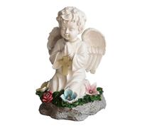 AlluraPet Estatua de Ángel de Jardín con Luz Solar (23 cm/9.1") - Figura Rezando en Resina para Exterior e Interior