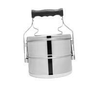 AlluraPet Lonchera de acero inoxidable con asa, 750 ml por capa, tapa a prueba de fugas, para oficina, viajes, picnic, fiesta, comedor, 14,4 x 21,7 cm