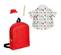 AlluraPet Ropa para Estatua de Jardín Gnomo, Conjunto de 4 Piezas Escolar, Tela Resistente al Clima, Decoración para Porche y Patio