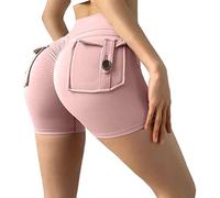 Allure Pocket Shorts for Women,Aesthetic Workout Shorts Womens,High Waist Hip Lifting Quick Dry Elastic Gym Pants,Summer Sexy Tight Yoga Sweatshorts. (S, Pink)