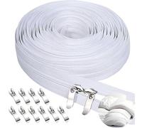 Alluring Cremalleras por Metros para Coser 10m Cremallera de Nailon Blanco #3 Cremalleras de Costura sin Fin con 10 Tirador-Cremallera de Metal para Bolsas de Ropa Estuches de Lápices Ropa de Cama