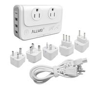 ALLWEI Adaptador de viaje internacional de 220 V a 110 V, convertidor de voltaje de alimentación para alisador de cabello/rizador, adaptador de enchufe universal para Reino Unido, EE. UU., AU, UE, IT,
