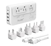ALLWEI - Convertidor de voltaje de viaje de 2000 W de 220 V a 110 V para adaptador de voltaje de viaje europeo para secadora de pelo bajo/rizador, adaptador convertidor de corriente combinado con tipo