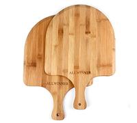ALLWINNER Pizza Peel Bamboo - Rasqueta de bambú de 30,5 cm de largo x 30,5 cm de ancho, duradera y ligera para hornear pizza y pan casero, juego de 2