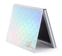 Allwon Paleta magnética Mermaid Paleta de maquillaje vacía con espejo y 30 piezas Adhesivo Paleta vacía Pegatinas de metal para sombra de ojos Lápiz labial Blush Powder (Plata)