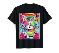 Ally Cat Tarot LGBT Gay Pride Month Rainbow Flag LGBTQ Camiseta