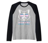 Ally Cat Transgénero Orgullo Felino Apoyo LGBTQ Humorístico Camiseta Manga Raglan