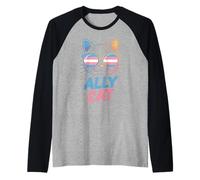 Ally Cat Transgénero Orgullo Felino Apoyo LGBTQ Humorístico Camiseta Manga Raglan